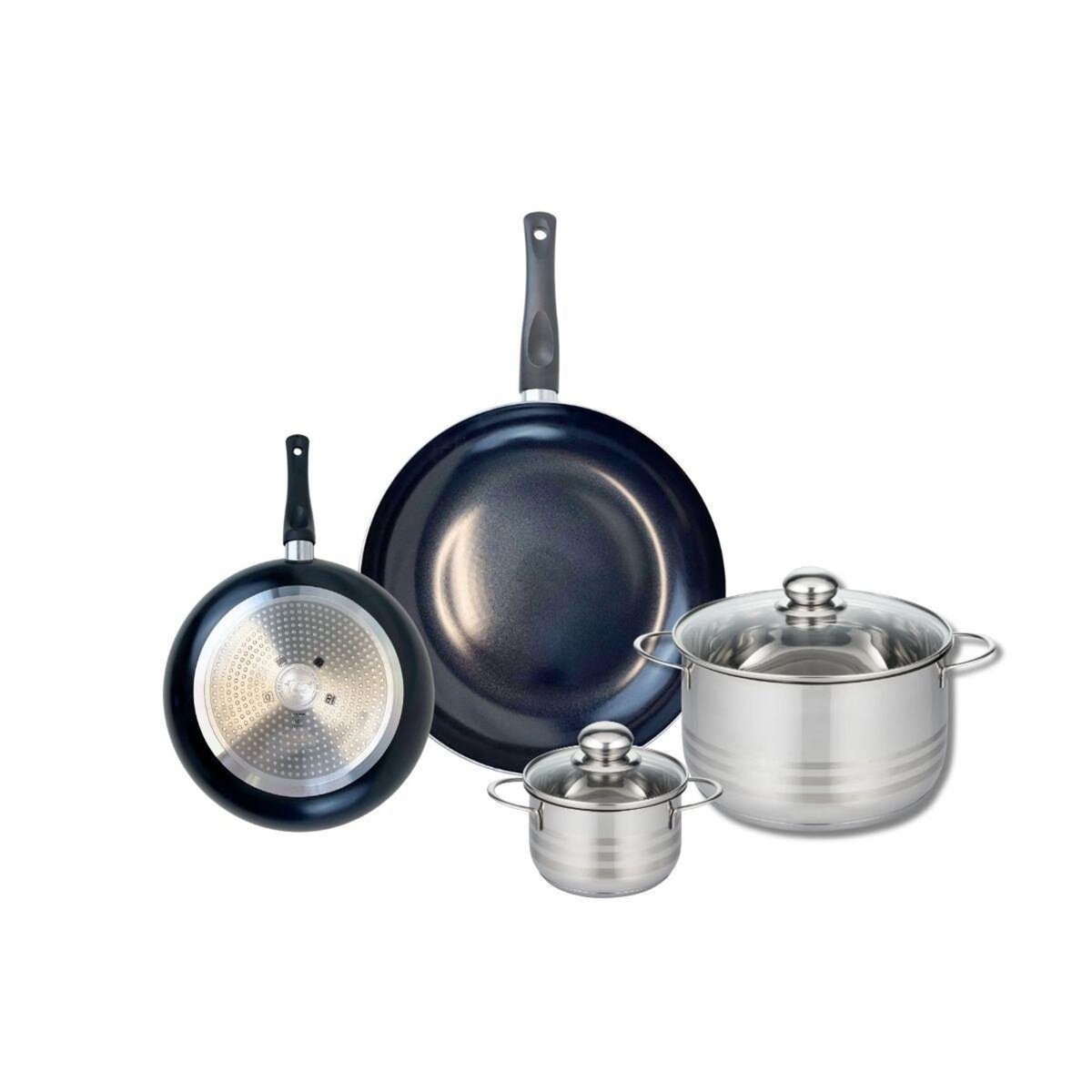 ELO Ensemble de 2 Poêles de cuisson 20 et 28 cm et 2 faitouts 12 et 20 cm Elo Prima Brillant