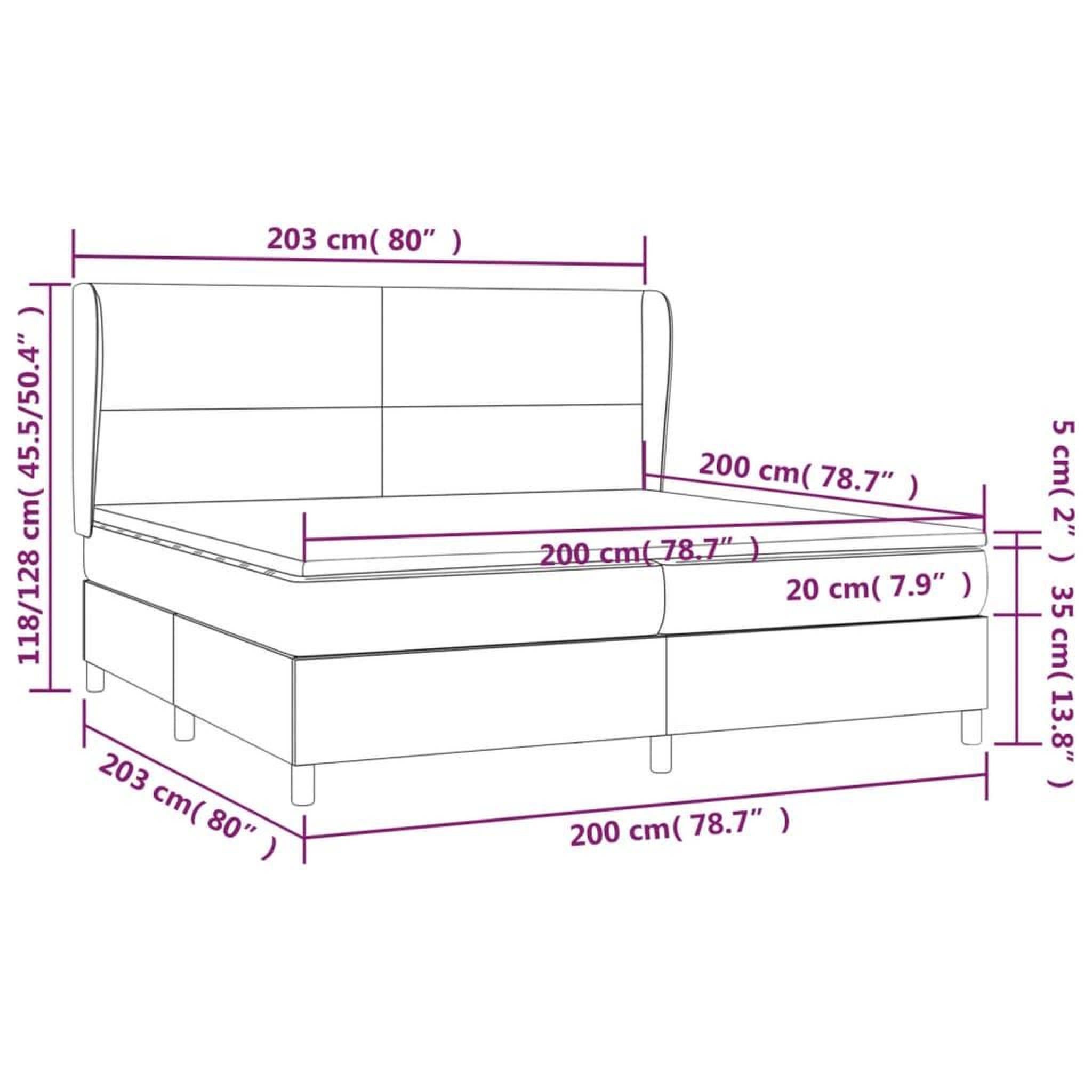 Voir la diapositive 6 : VIDAXL Sommier a lattes de lit avec matelas Rose 200x200 cm Velours