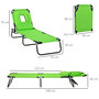 Voir la diapositive 3 : OUTSUNNY Bain de soleil pliable transat inclinable 4 positions chaise longue de lecture 3 coussins fournis vert