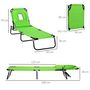 Voir la diapositive 3 : OUTSUNNY Bain de soleil pliable transat inclinable 4 positions chaise longue de lecture 3 coussins fournis vert