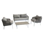 HESPERIDE Salon de jardin Barcelone - 4 Places - Marron tonka et blanc