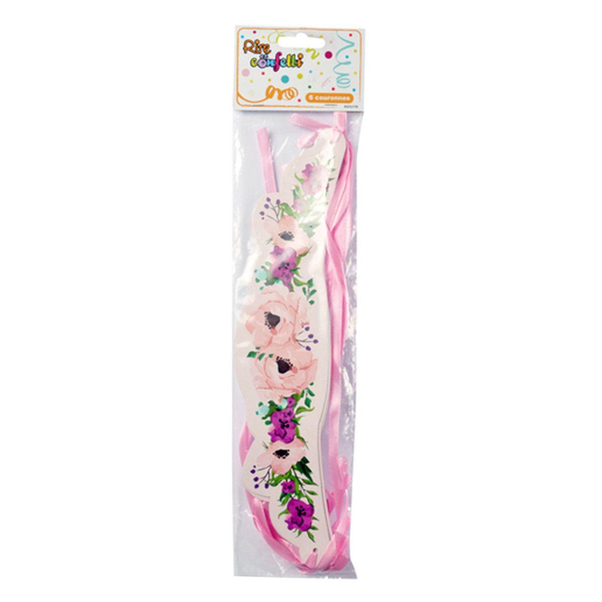 Voir la diapositive 2 : HOMEA Lot de 6 Couronnes de Fleurs  Boho Chat  16cm Rose