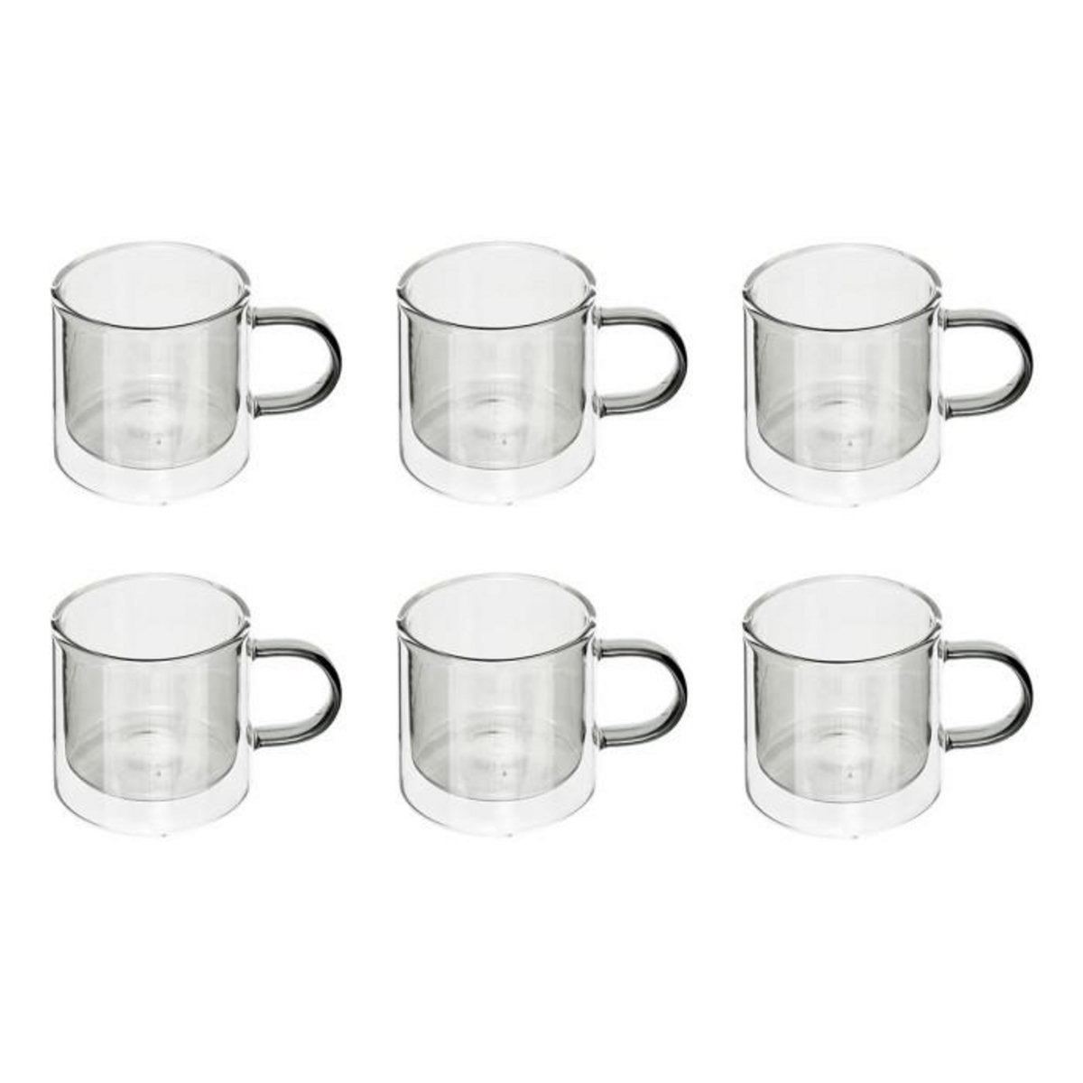 SECRET DE GOURMET Lot de 6 Mugs en Verre  Lexi  25cl Gris