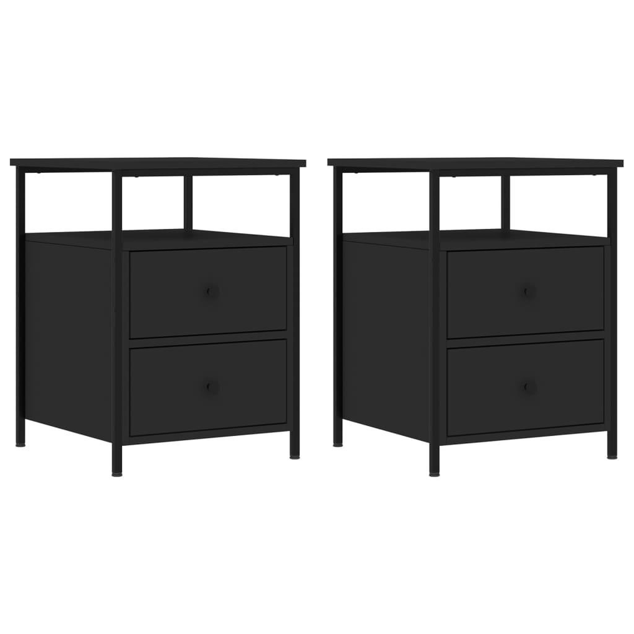 Voir la diapositive 2 : VIDAXL Tables de chevet 2 pcs noir 44x45x60 cm bois d'ingenierie