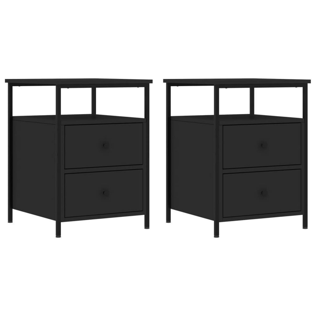 VIDAXL Tables de chevet 2 pcs noir 44x45x60 cm bois d'ingenierie