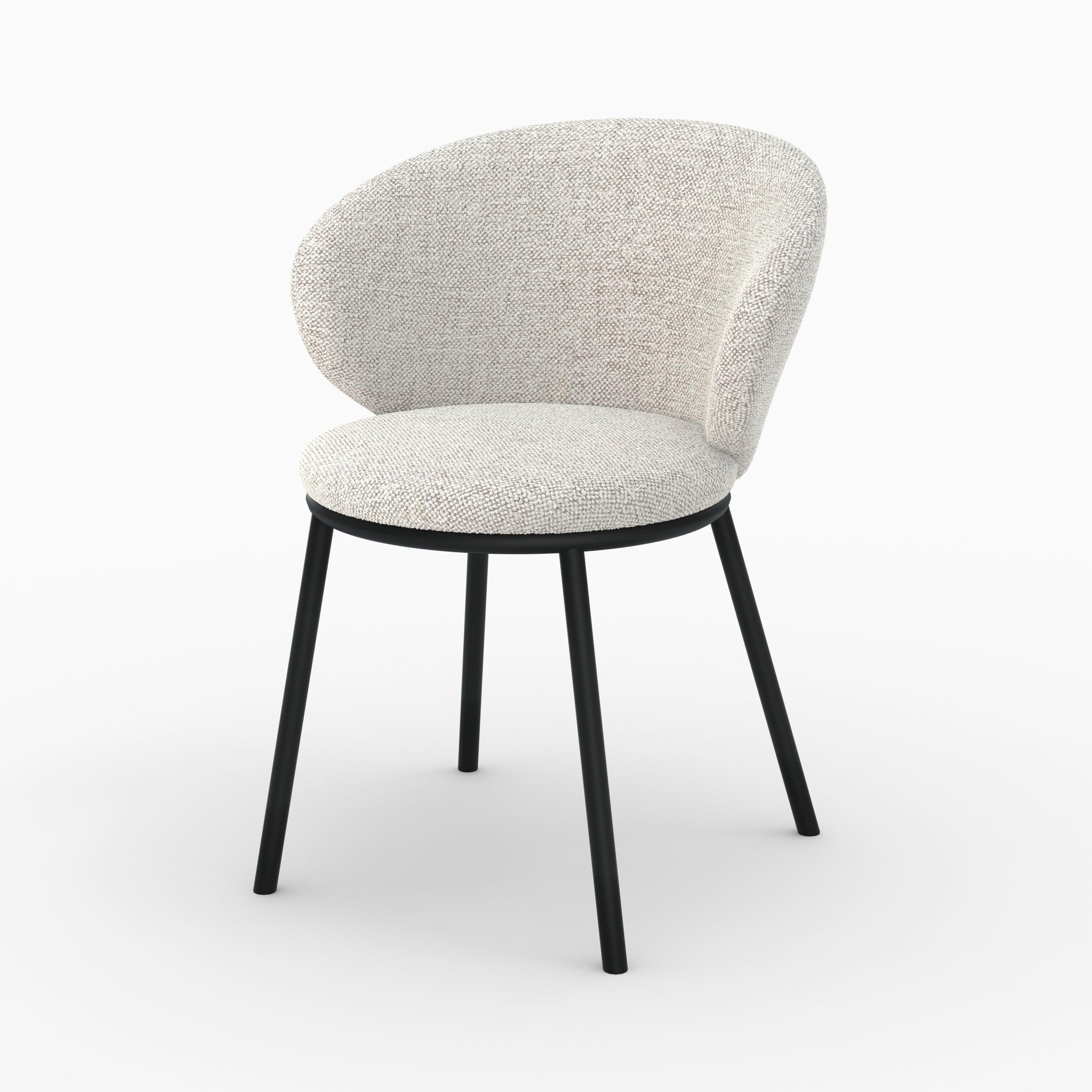 MAISON PAVANE Chaise en tissu beige et pieds en métal noir-angèle
