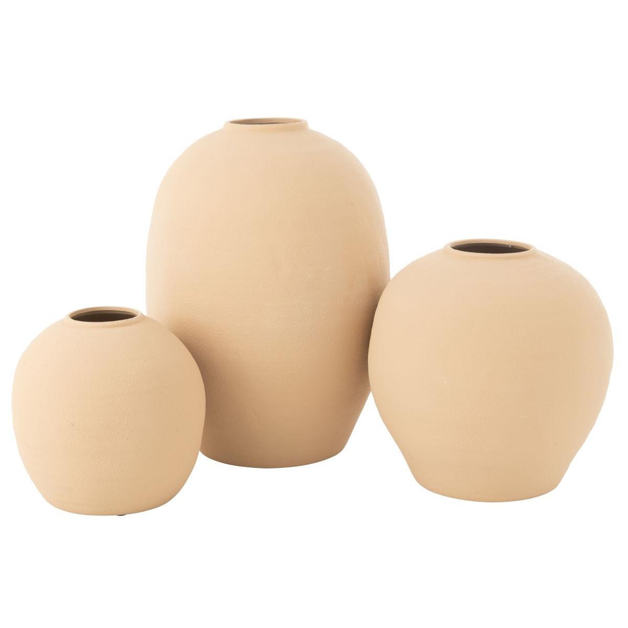 Voir la diapositive 2 : J-LINE Vase déco en argile  cassia  38cm beige