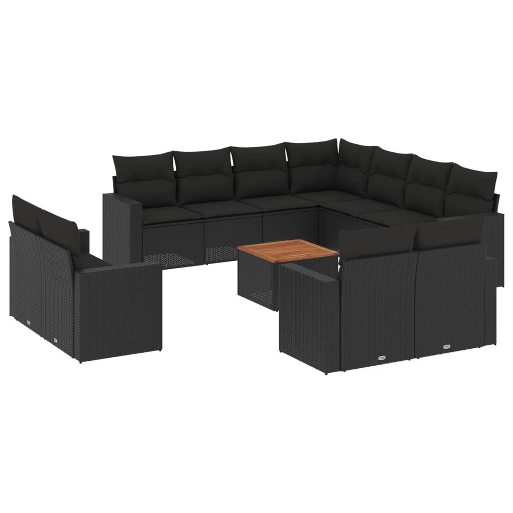 Voir la diapositive 2 : VIDAXL Salon de jardin 12 pcs avec coussins noir resine tressee