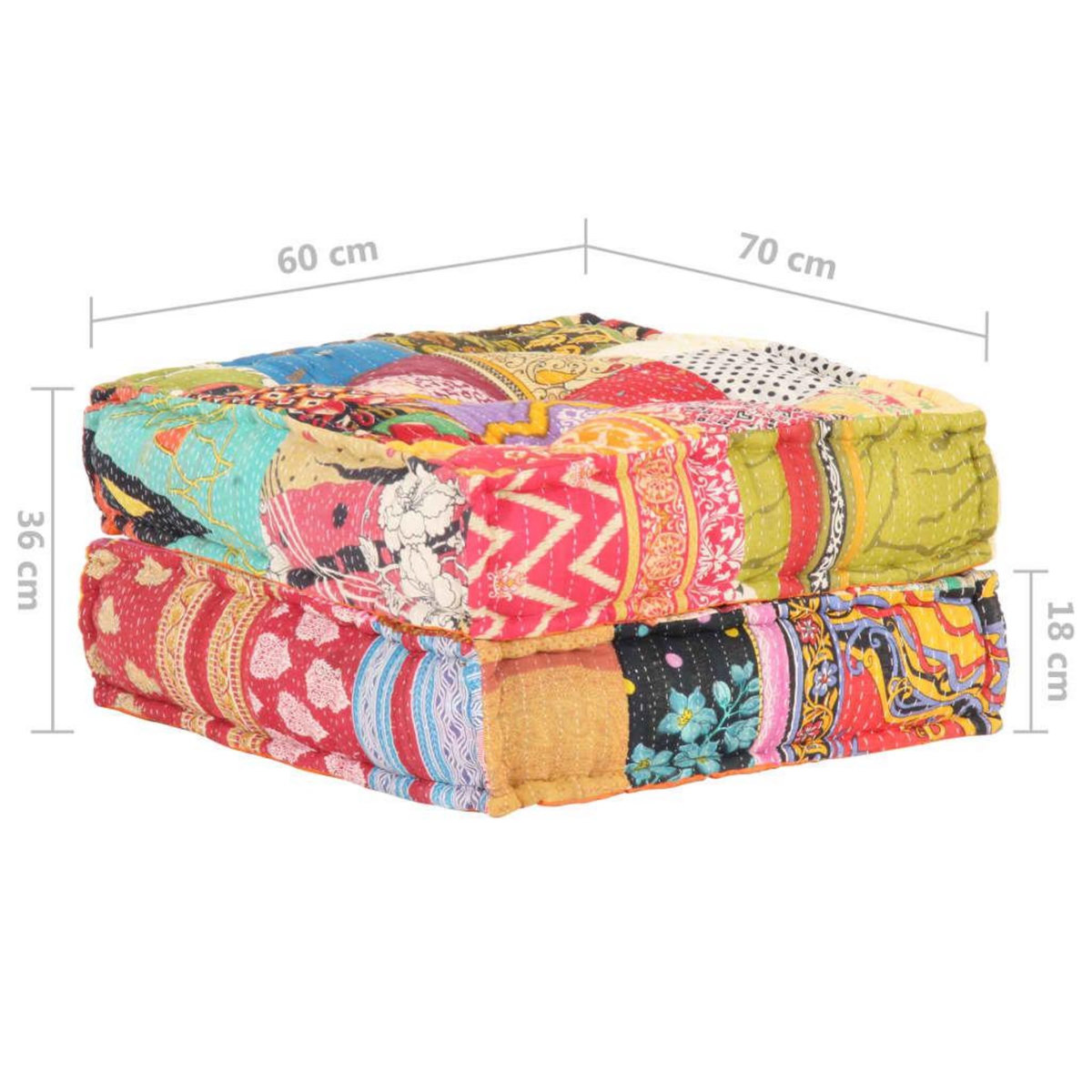 VIDAXL Pouf 60x70x36 cm Patchwork Tissu