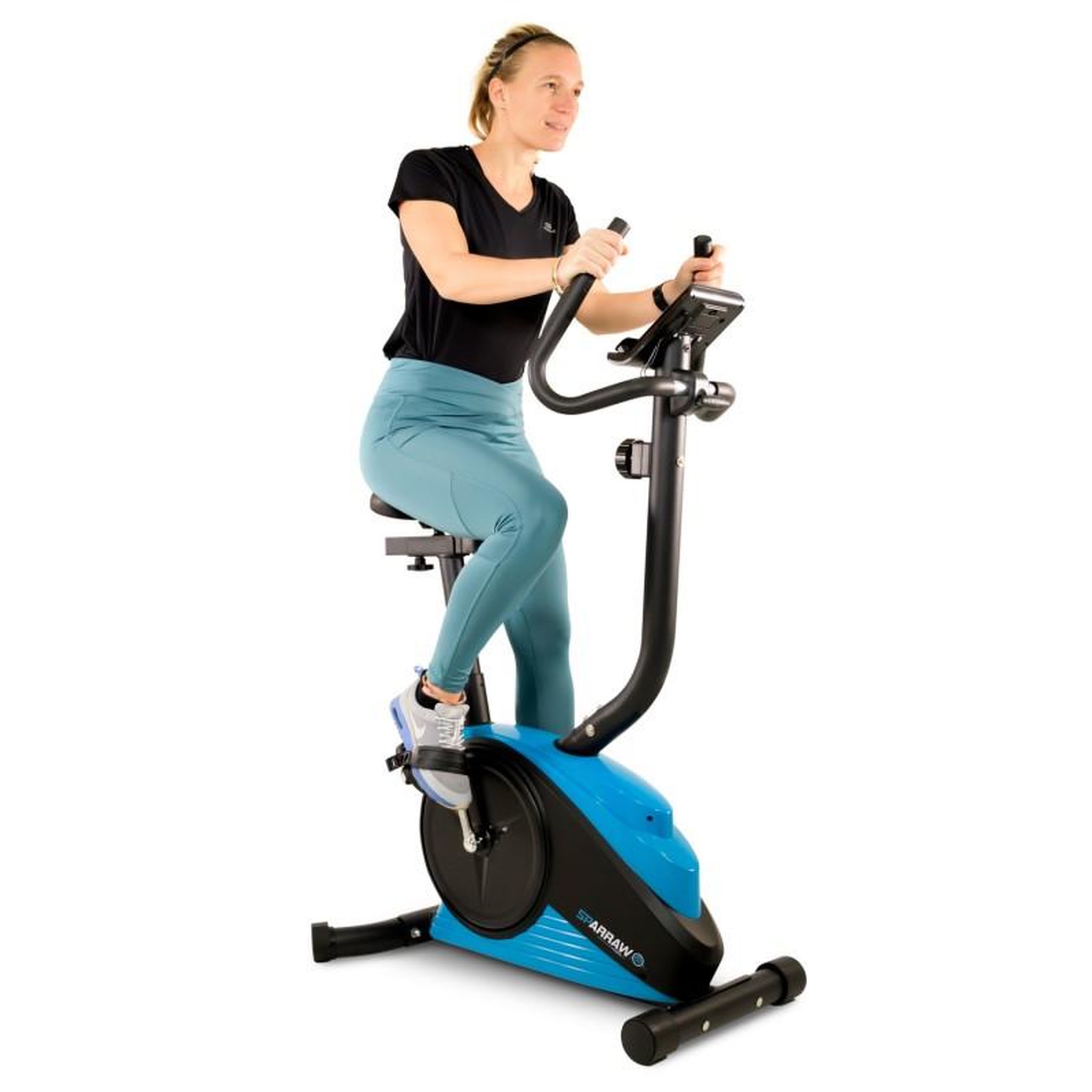 SPARRAW Vélo d'appartement CAMPO Roue d'inertie 3kg - 8 niveaux de résistance, Capteurs Pouls, Ecran d'entraînement, Réglable