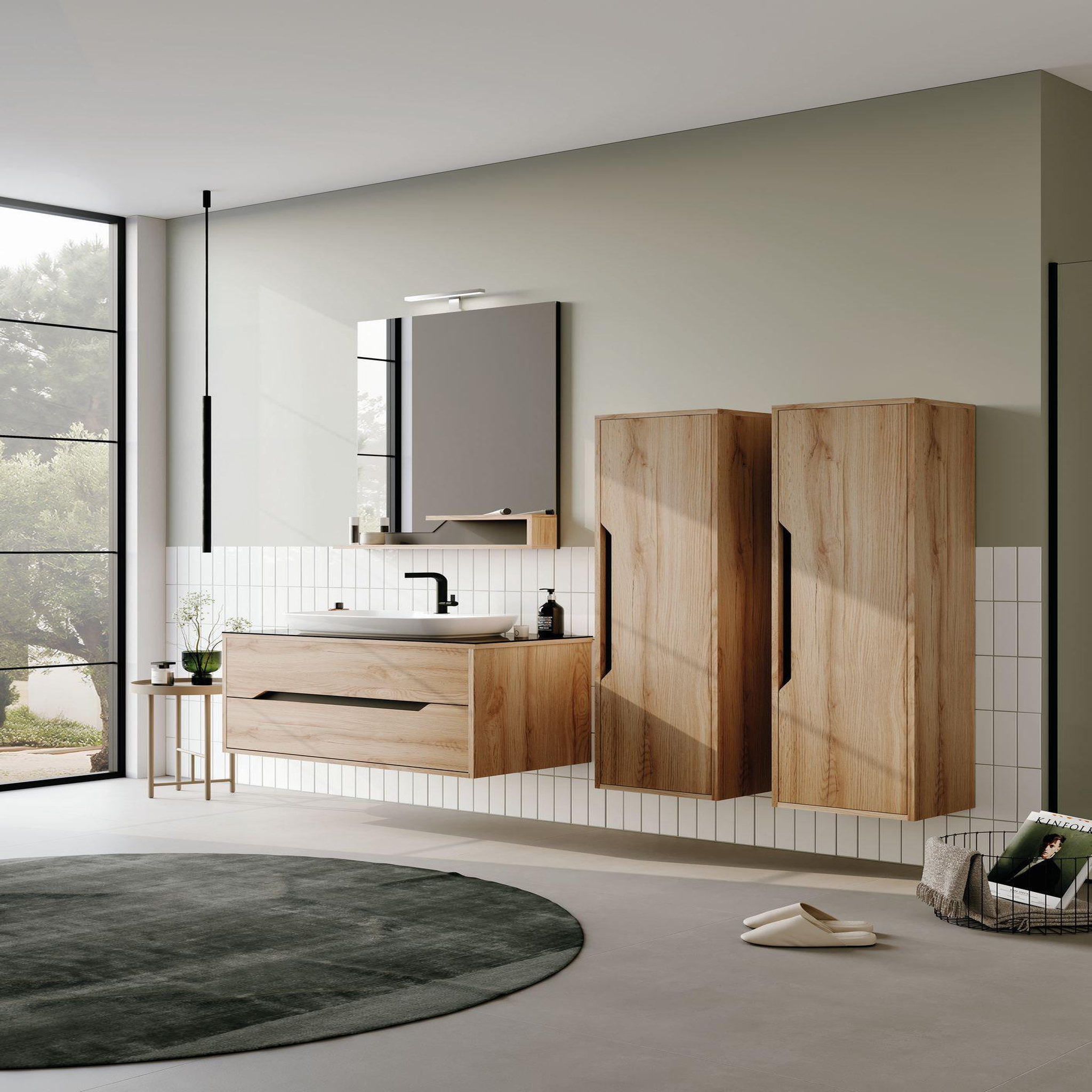 Voir la diapositive 4 : Habitat et Jardin Miroir décoratif en bois  galia 80  - 60 x 14 x 100 cm - oak