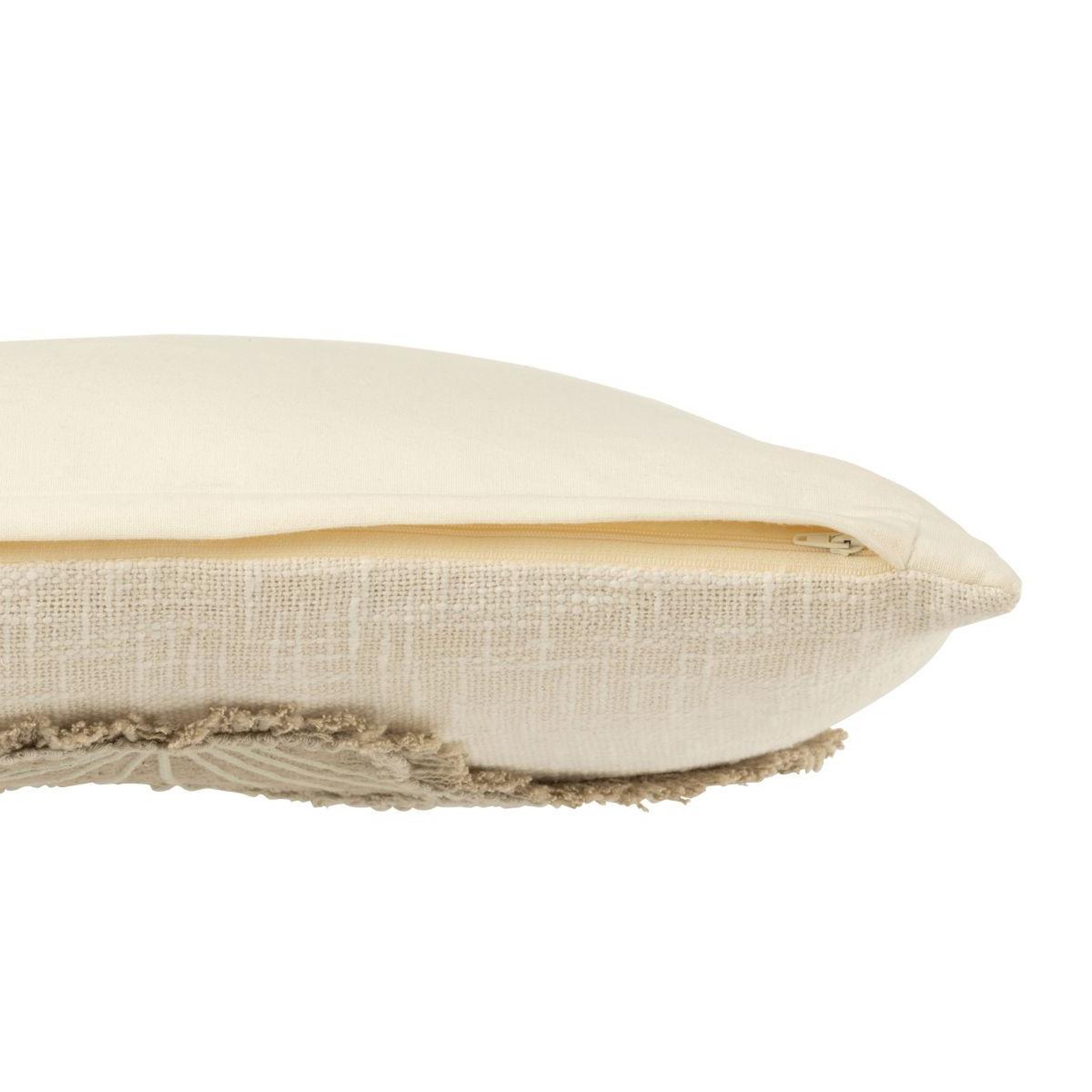 Voir la diapositive 2 : J-LINE Coussin déco en coton  coquillage  50x50cm blanc