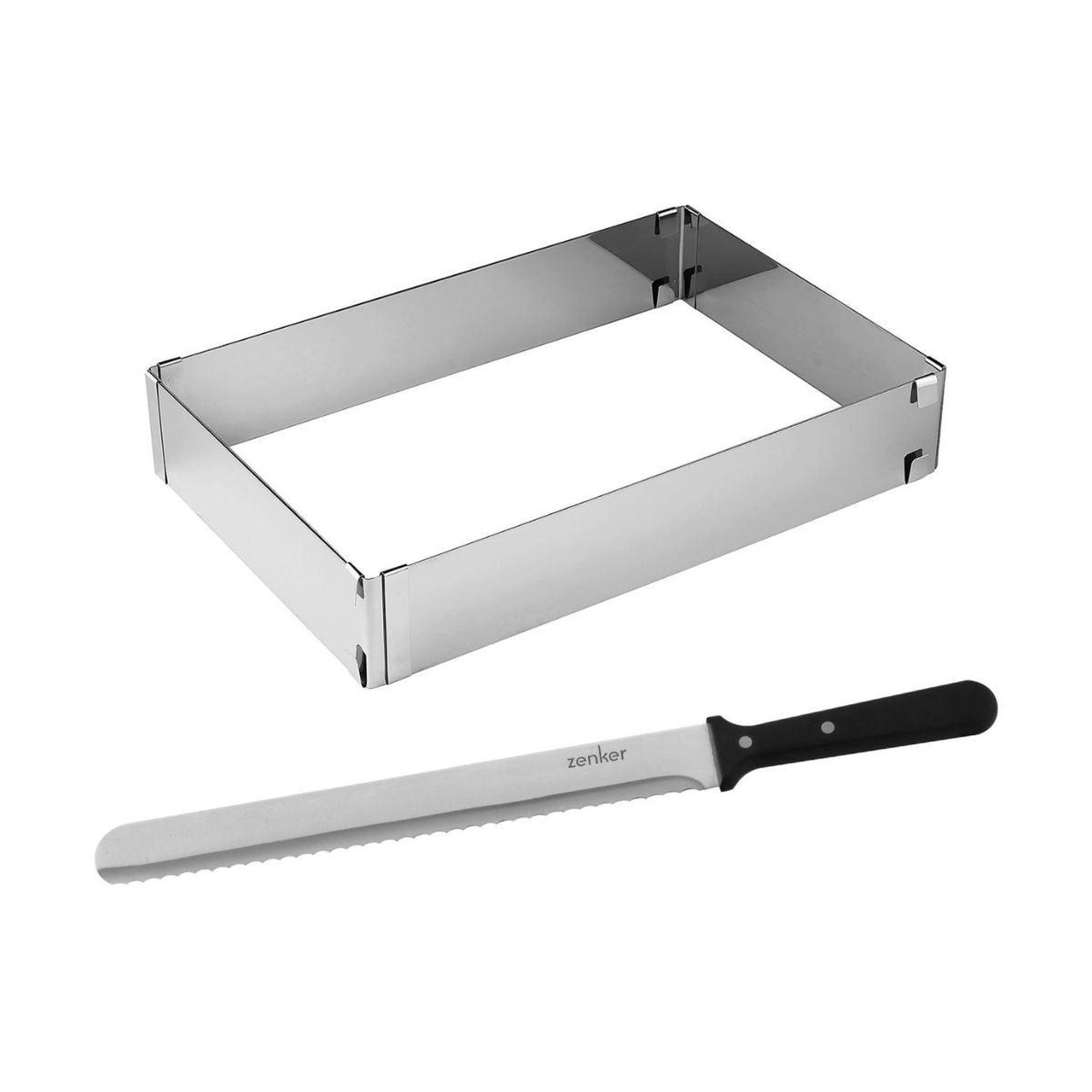 ZENKER Cadre à gâteaux rectangulaire réglable et couteau à pâtisserie 30 cm zenker smart pastry
