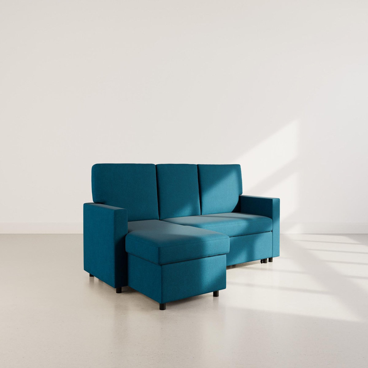 BEST MOBILIER Meiya - canapé d'angle réversible 4 places convertible avec coffre en tissu