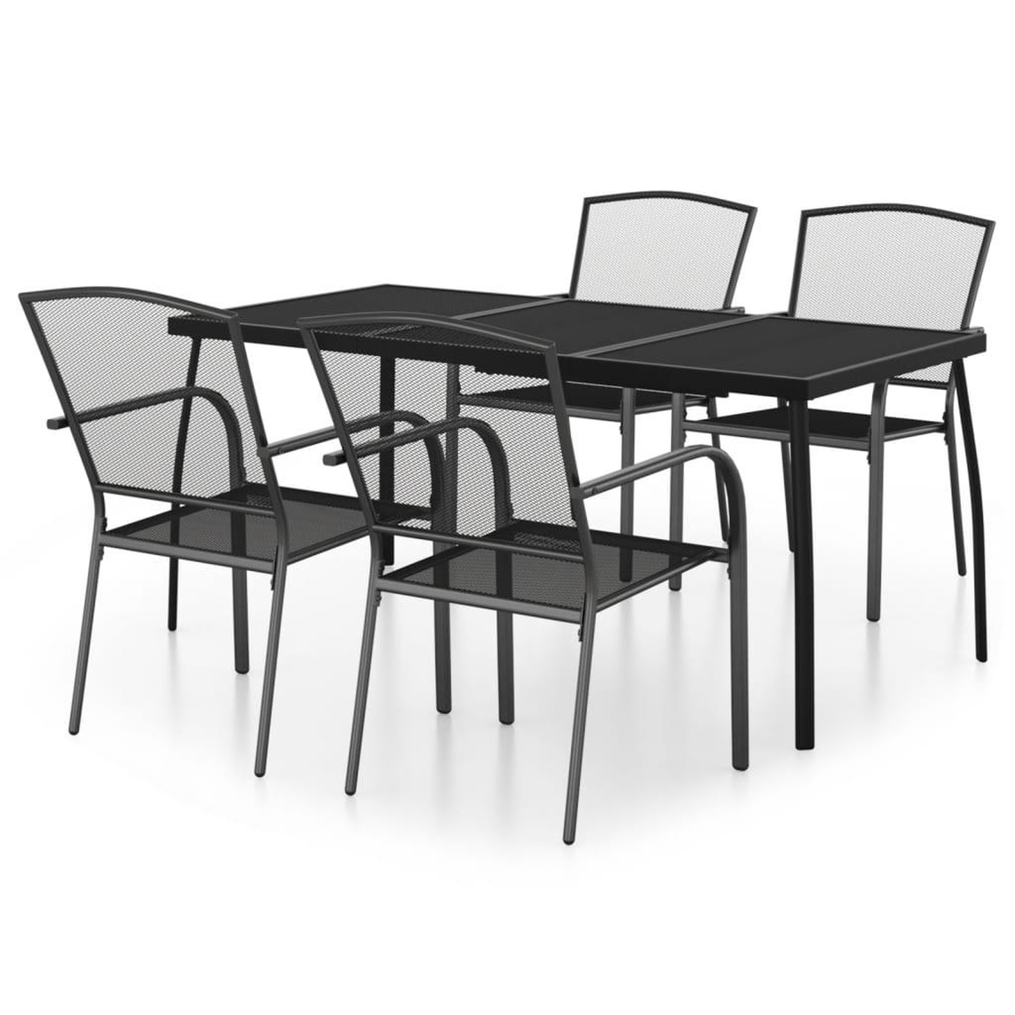 Voir la diapositive 2 : VIDAXL Ensemble a manger de jardin 5 pcs anthracite acier