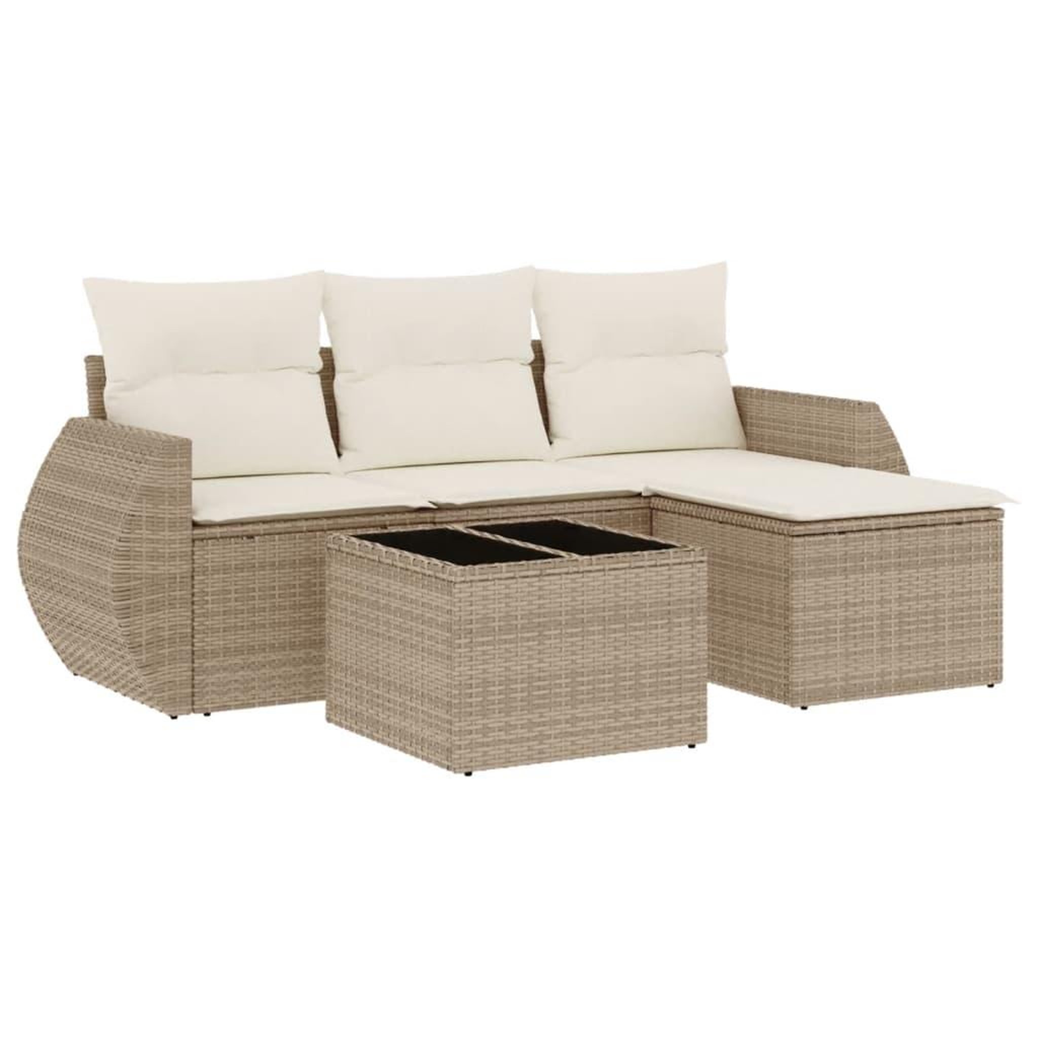 Voir la diapositive 2 : VIDAXL Salon de jardin avec coussins 5 pcs beige resine tressee