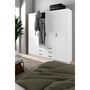 Voir la diapositive 2 : TVILUM Armoire VEGA - Décor Blanc mat - 4 portes + 3 tiroirs - L 195,5 x P 49,6 x H 200,4 cm