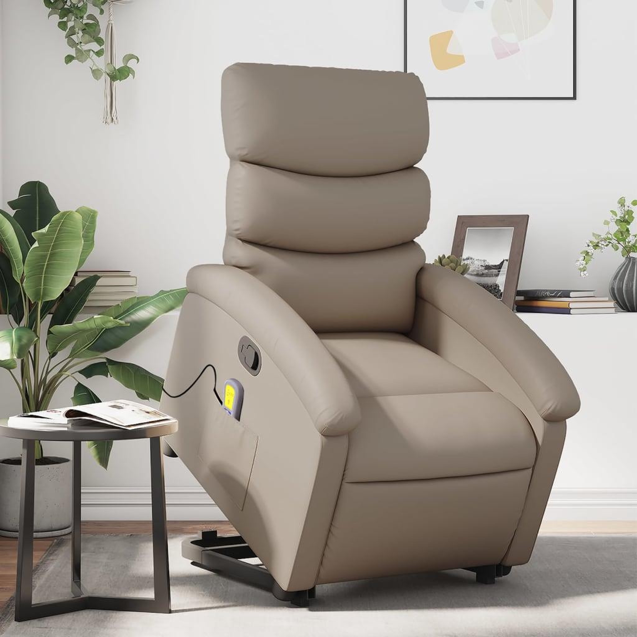 VIDAXL Fauteuil inclinable de massage Cappuccino Similicuir