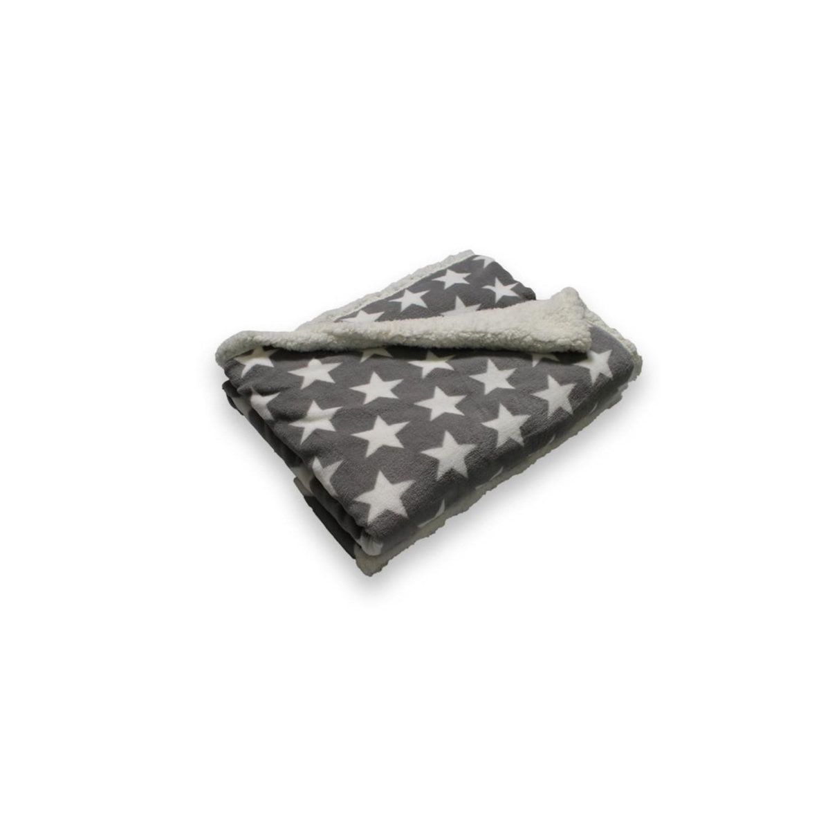 SOLEIL D'OCRE Plaid polaire imprimé et sherpa STAR Gris