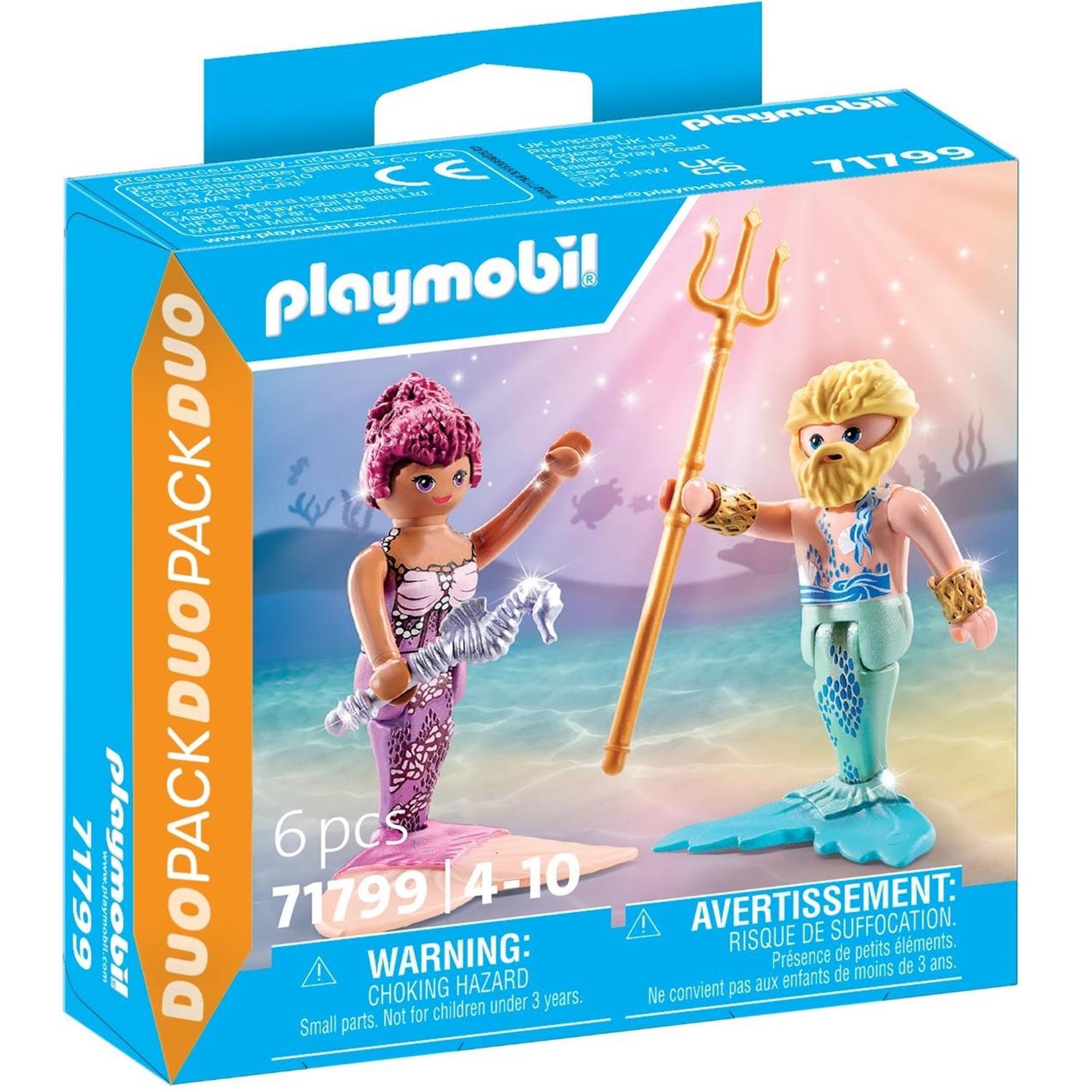 PLAYMOBIL Duo : Couple de sirène et triton avec sceptre et trident