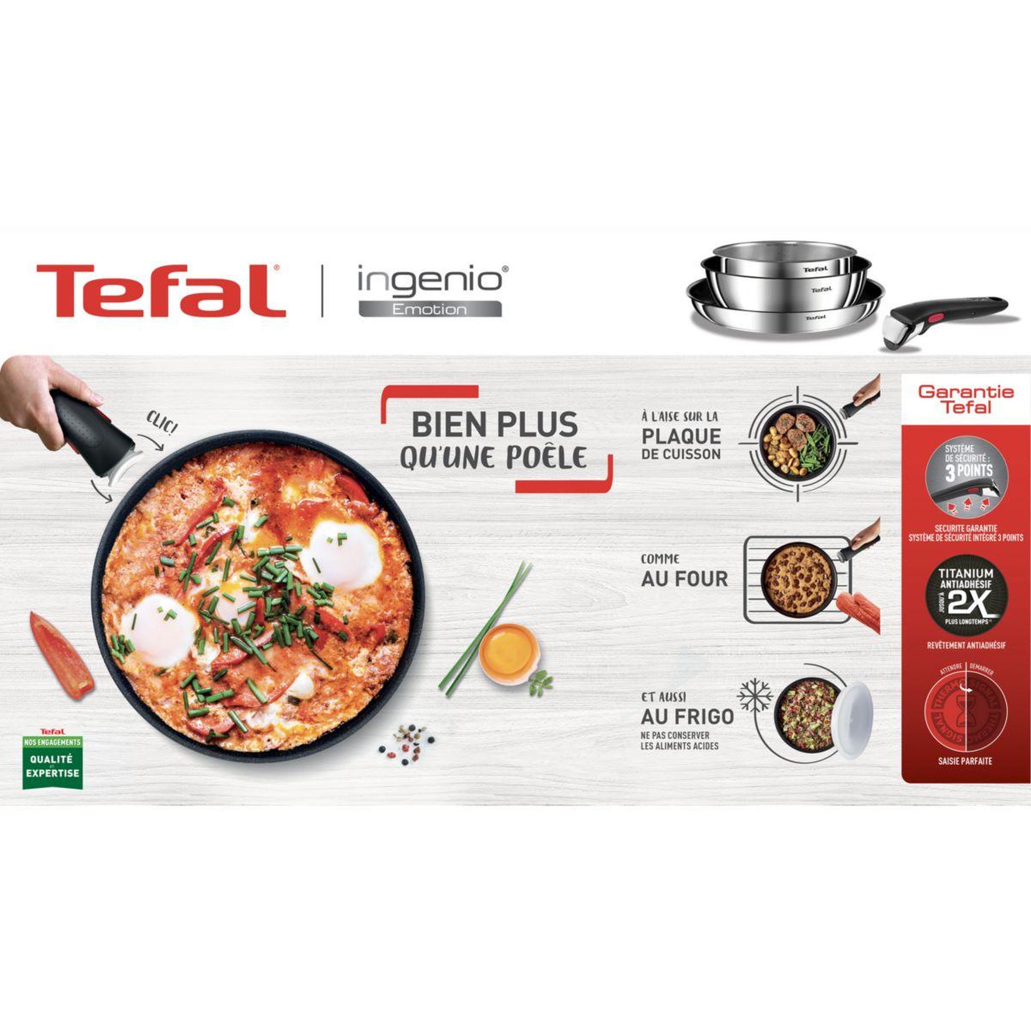 Voir la diapositive 2 : TEFAL Batterie de cuisine Ingenio Emotion 10pcs L897S104