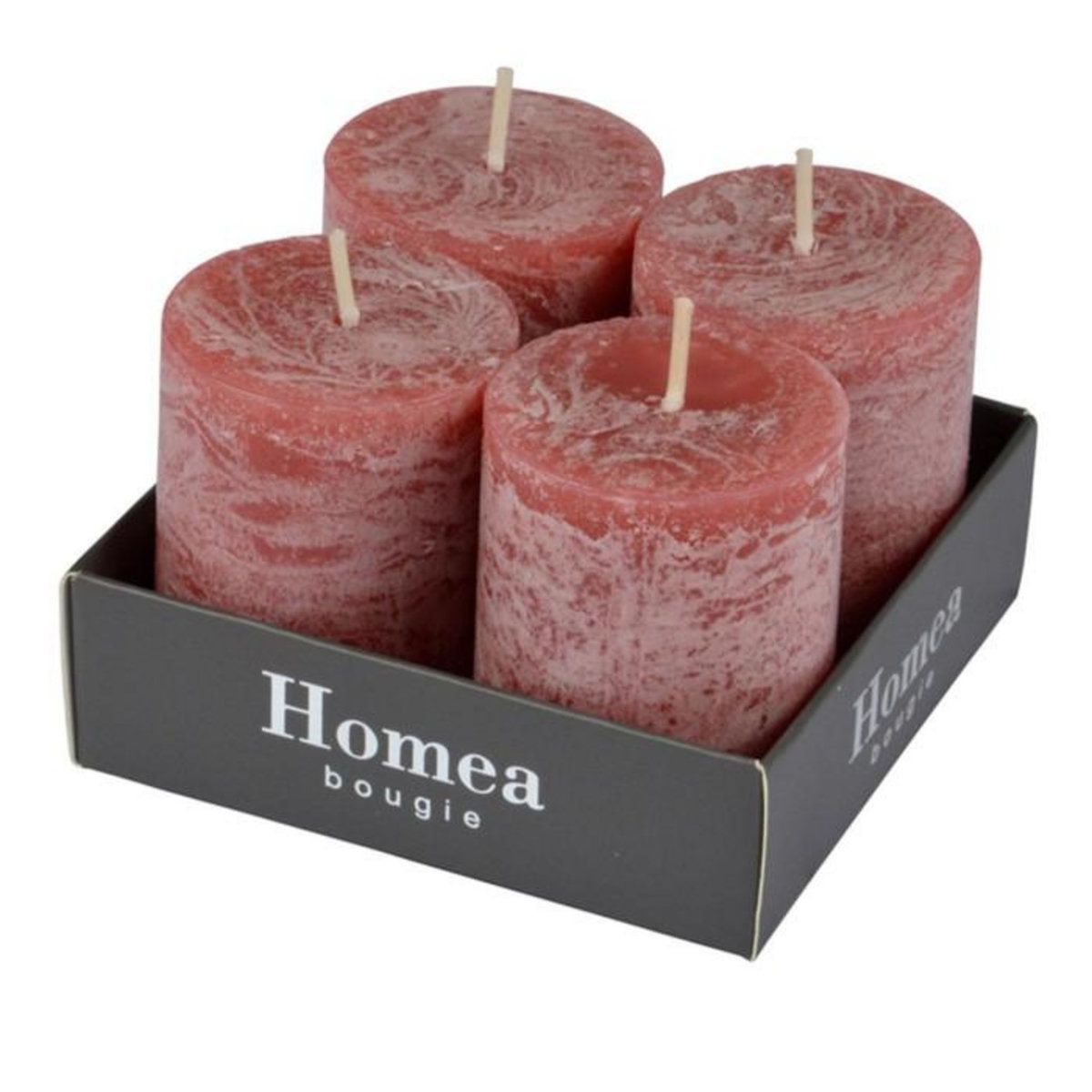 Paris Prix Lot de 4 Bougies Pilier  Rustique  5cm Rose