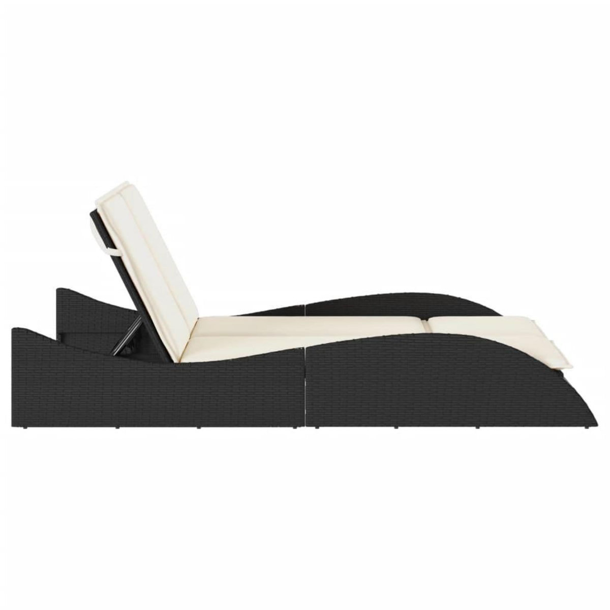VIDAXL Chaise longue avec coussins noir 114x205x73 cm resine tressee