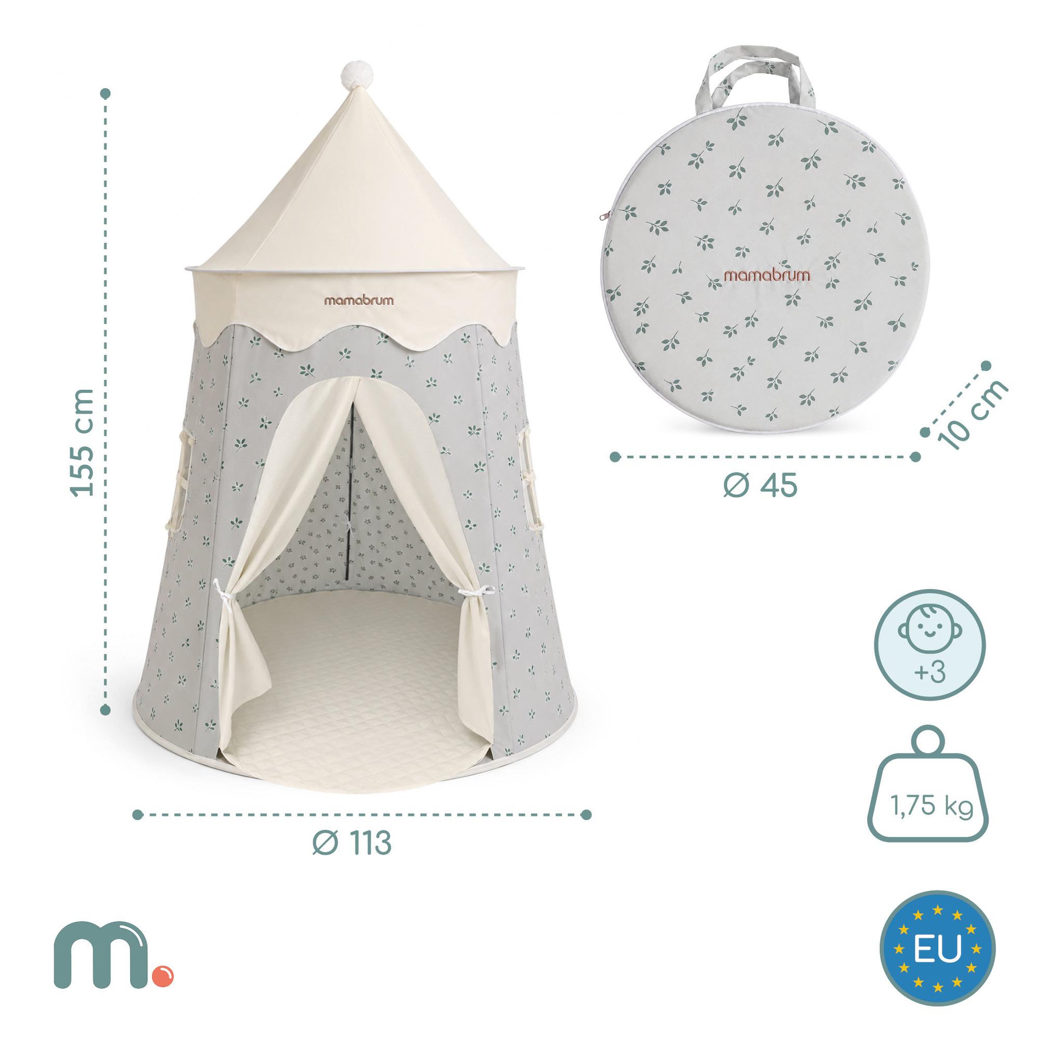 Voir la diapositive 3 : MAMABRUM Tente Tipi Château de Jeu Enfant Avec Structure Bois et Lumère LED Mamabrum