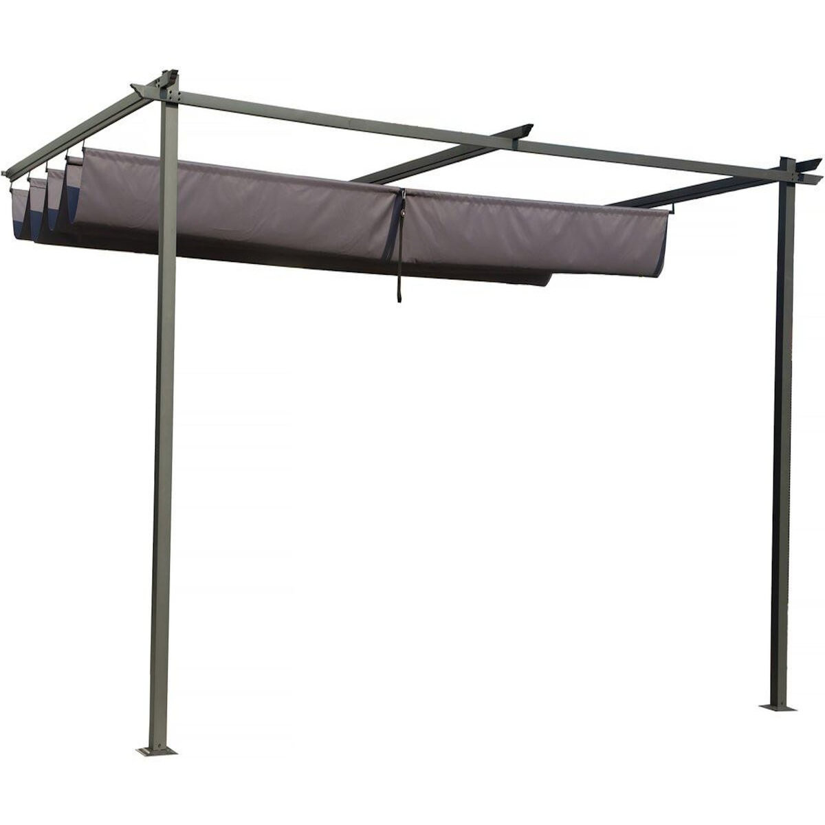 Habitat et Jardin Pergola adossée en métal avec toit rétractable -  3 x 4 m - Gris anthracite