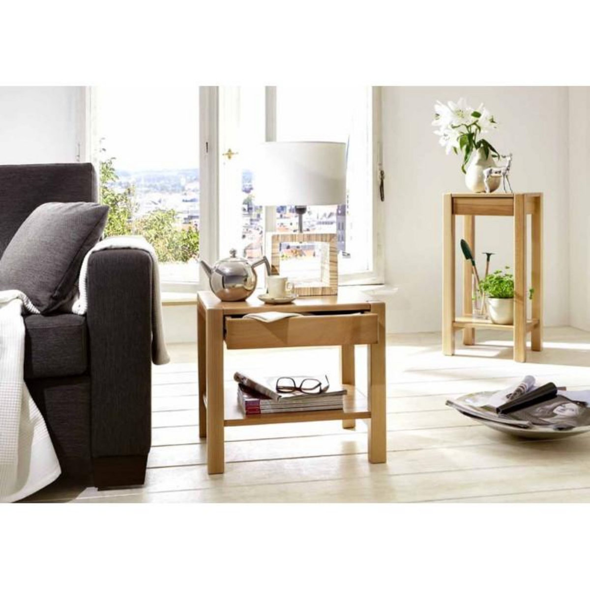 Paris Prix Console 1 Tiroir Bois  Nido  73cm Naturel