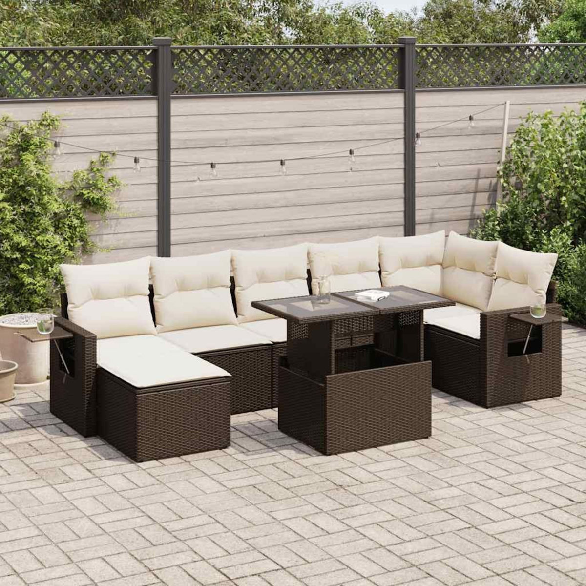VIDAXL Salon de jardin 8 pcs avec coussins marron resine tressee