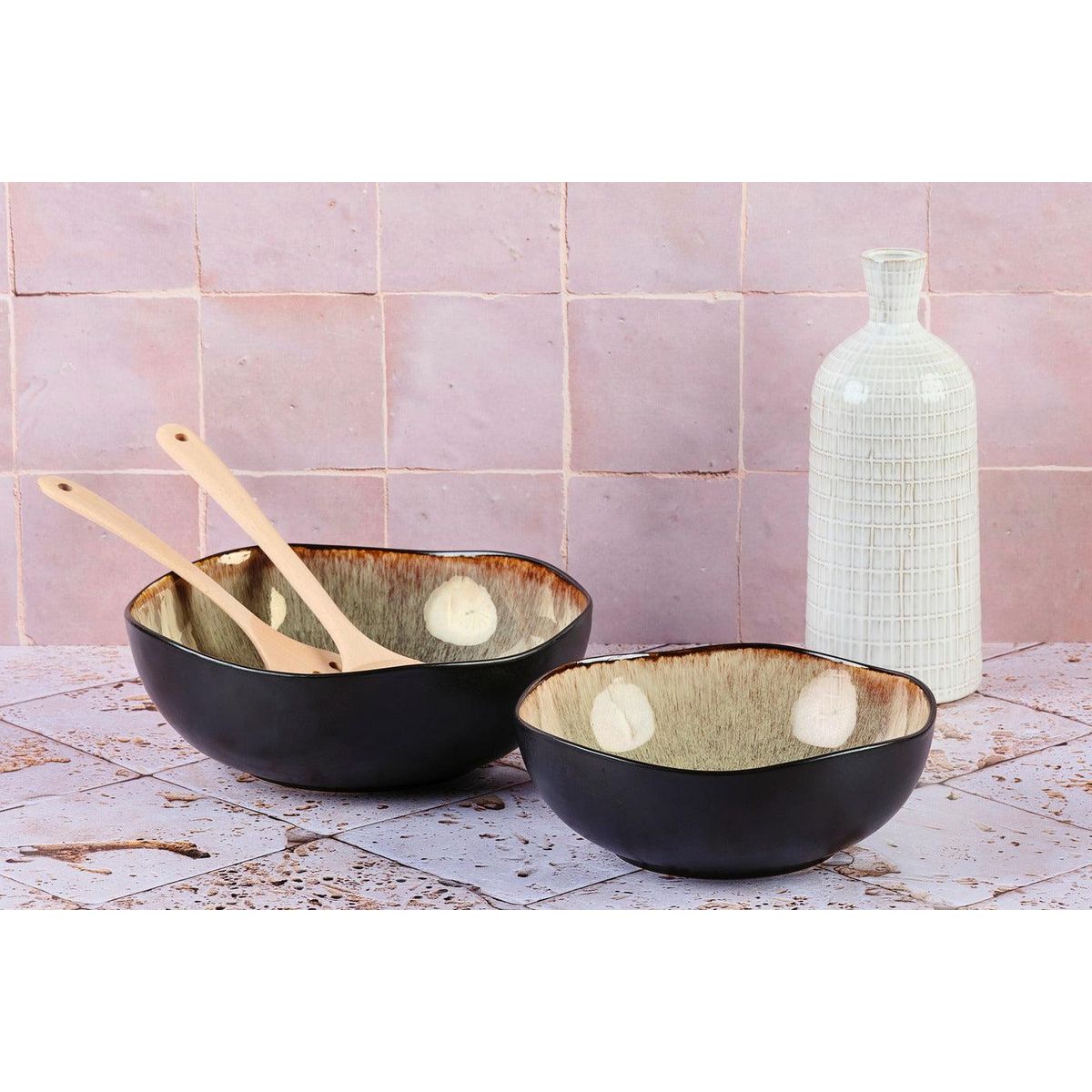 BJORN Saladier IRIS Ø24cm et Ø28,5cm - 2 pièces - Marron sauvage