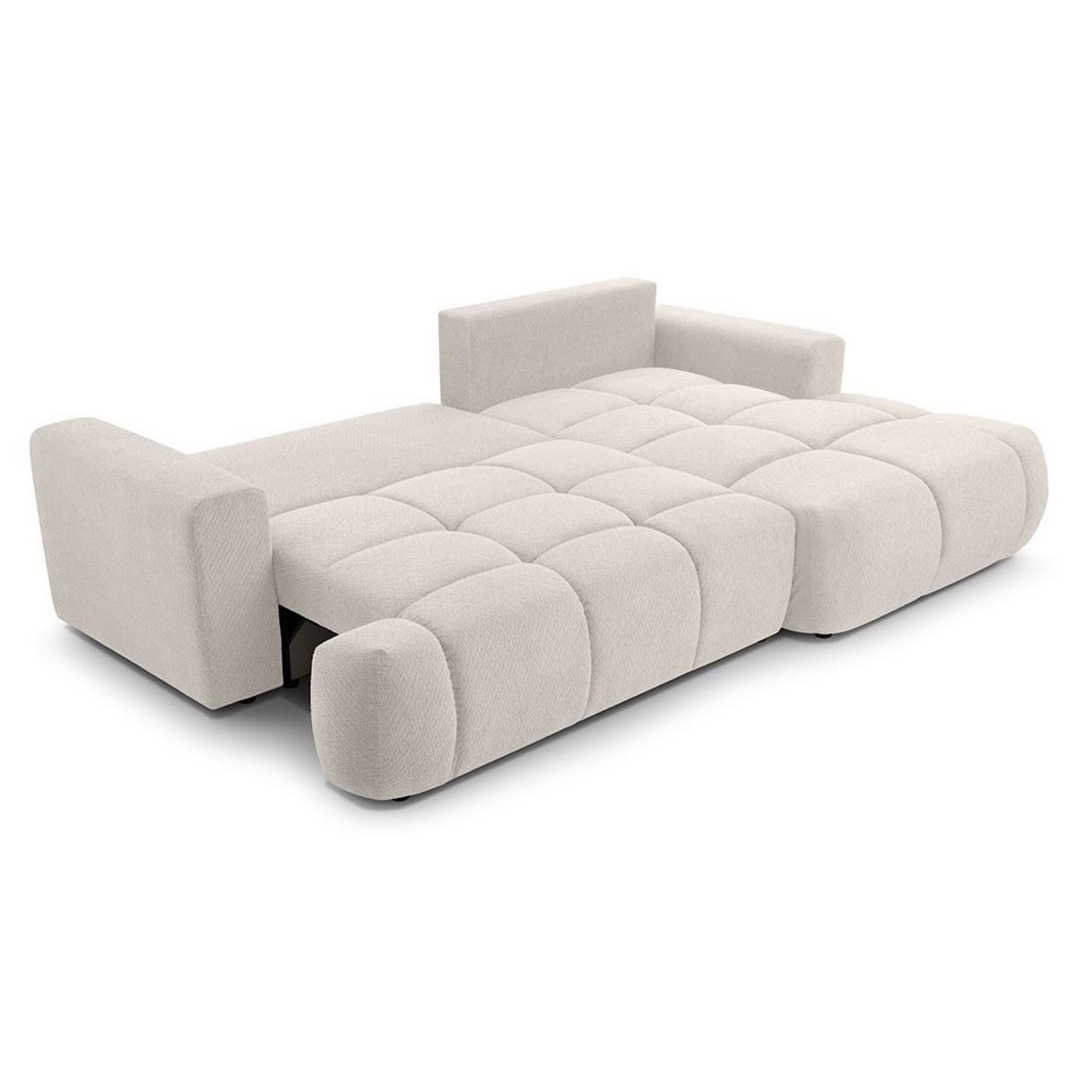 BEST MOBILIER Leonie - canapé d'angle droit 4 places convertible avec coffre en velours texturé