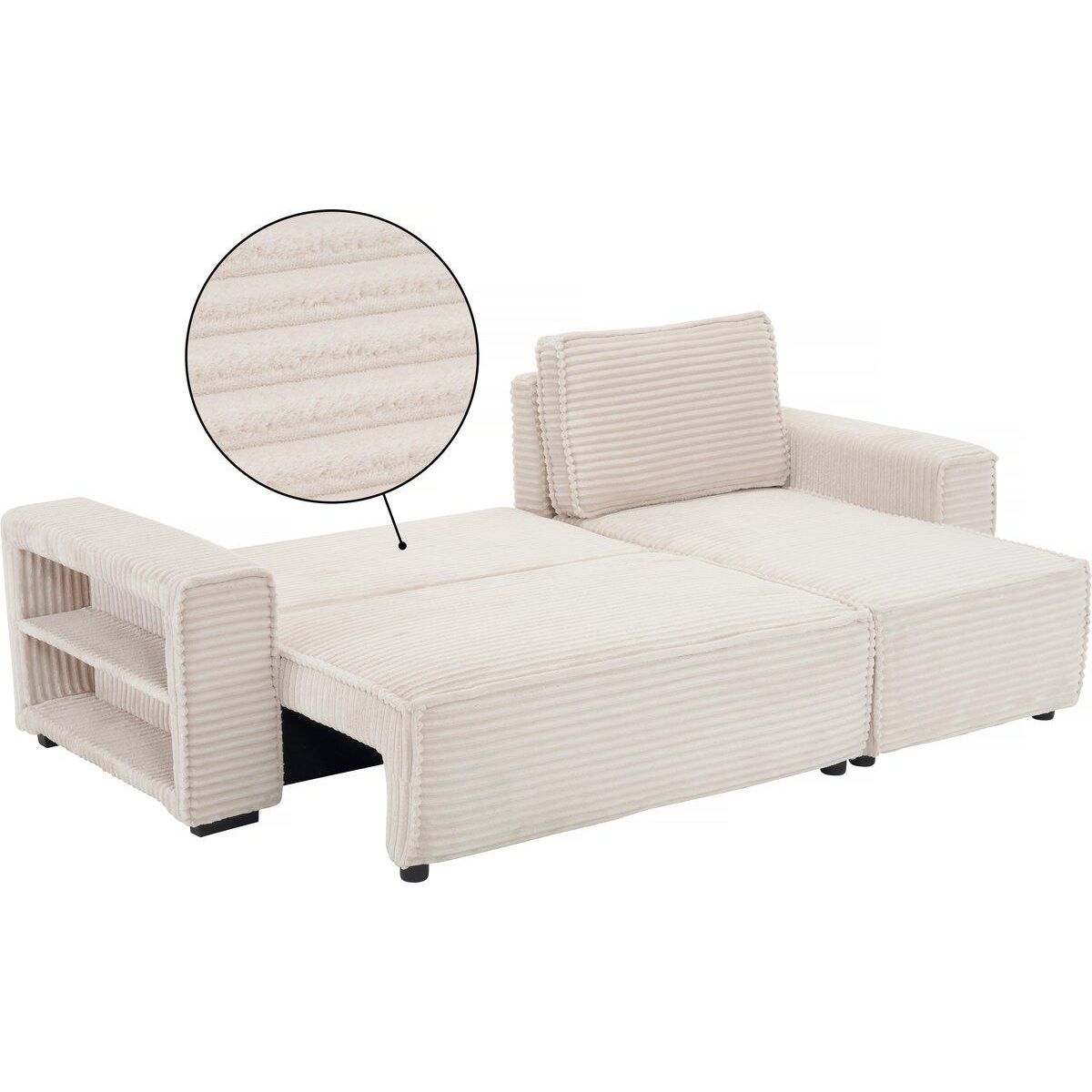 Habitat et Jardin Canapé d'angle en velours côtelé   Opera  - 3 places - Beige