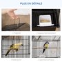 Voir la diapositive 4 : PAWHUT Cage à oiseaux design maison perchoirs mangeoires balançoire 3 portes plateau excrément amovible + poignée transport métal noir