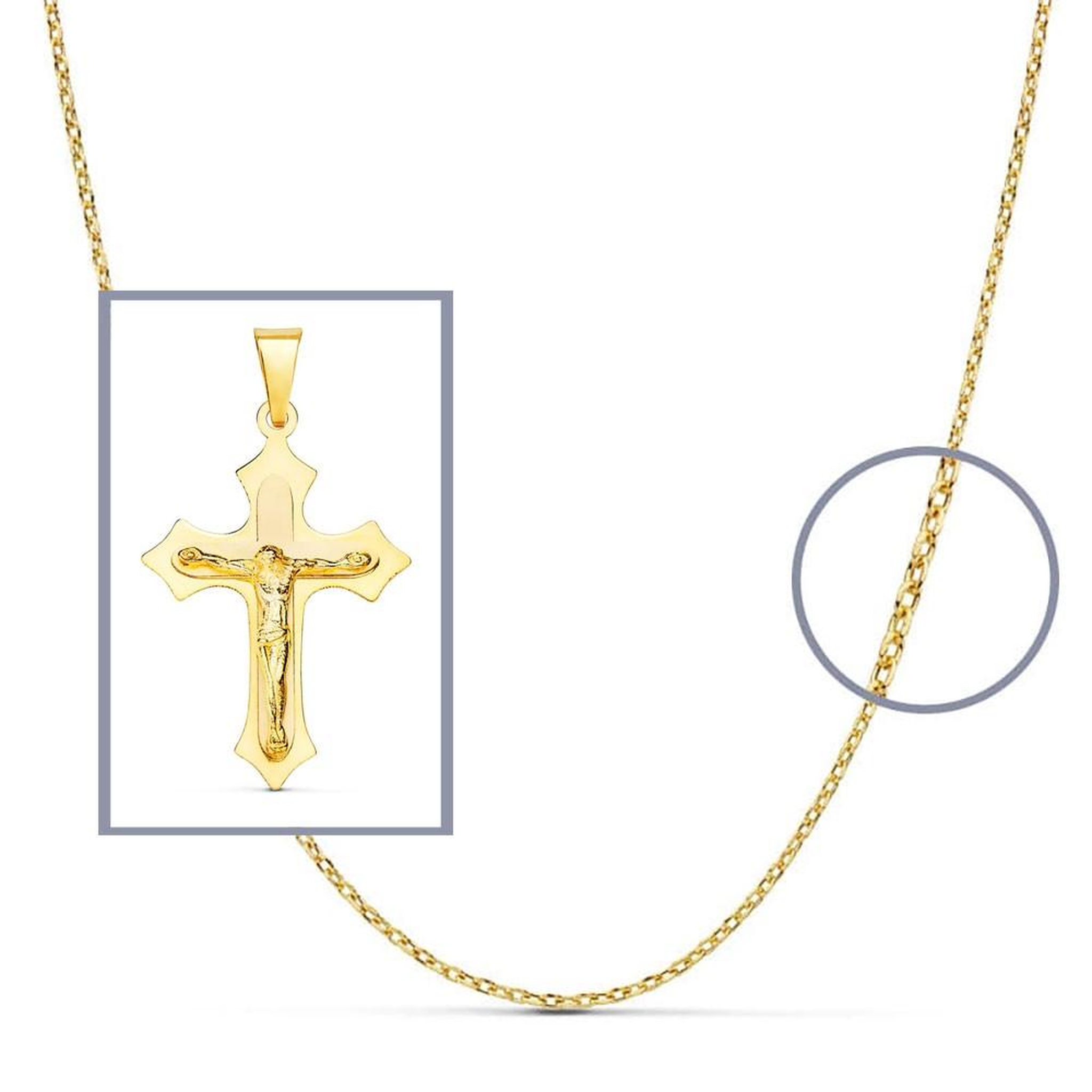 Voir la diapositive 2 : L'ATELIER D'AZUR Pendentif  - Médaille Christ sur la Croix Or 18 Carats 750/000 Jaune - Chaine Offerte