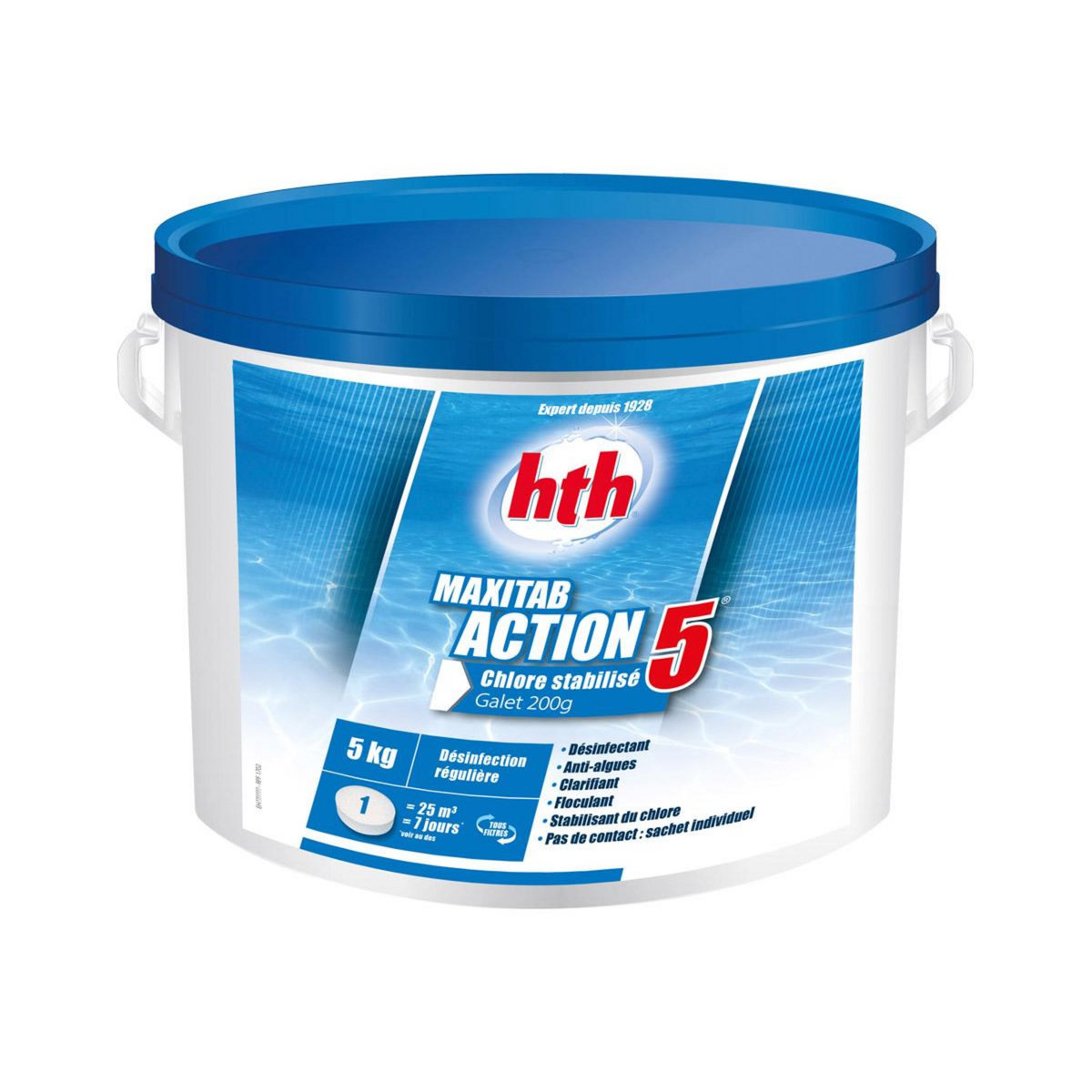 HTH Chlore 5 actions en galets Maxitab 5 kg - HTH