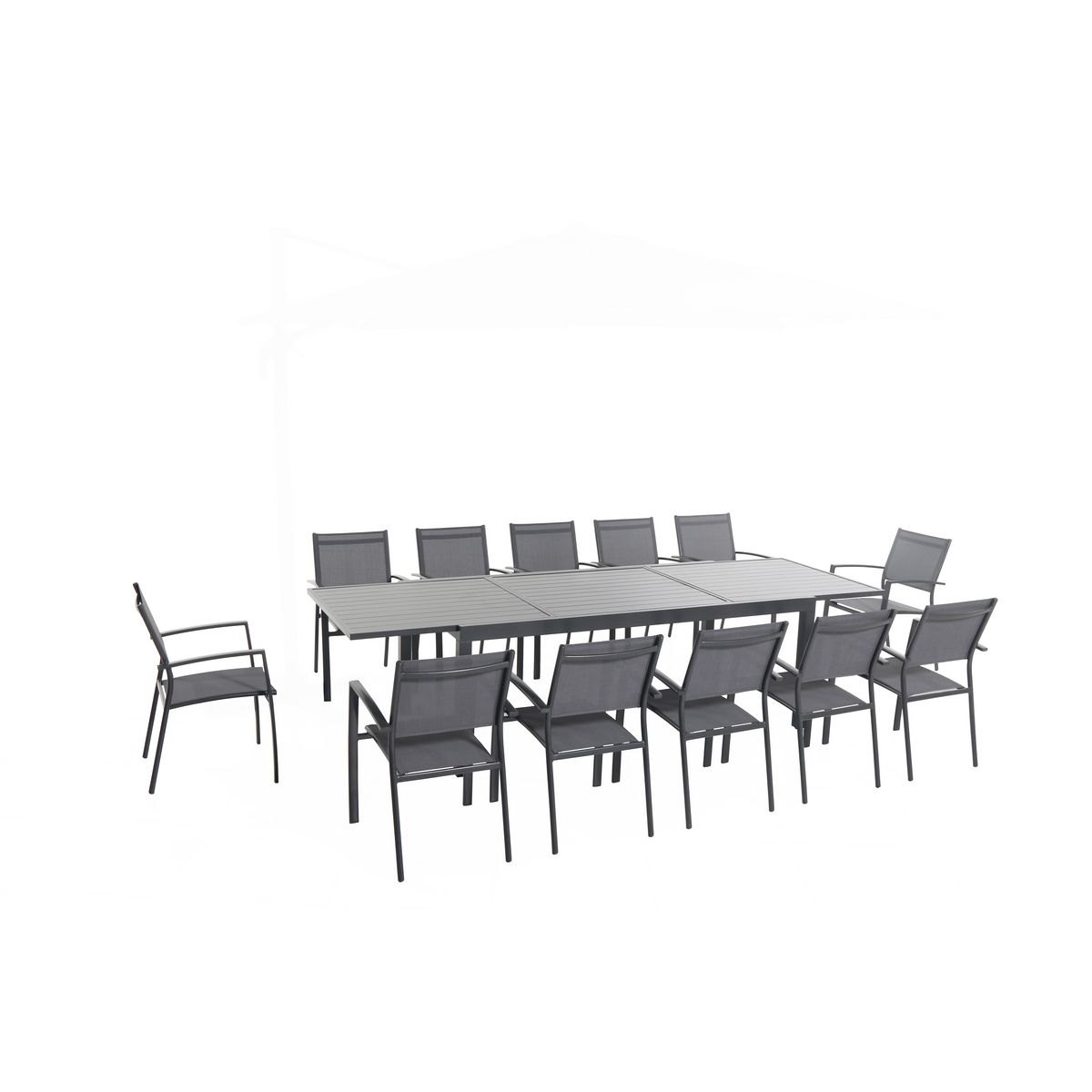 CREADOR Table de jardin aluminium 240/350x103.5x75cm gris CANBERRO