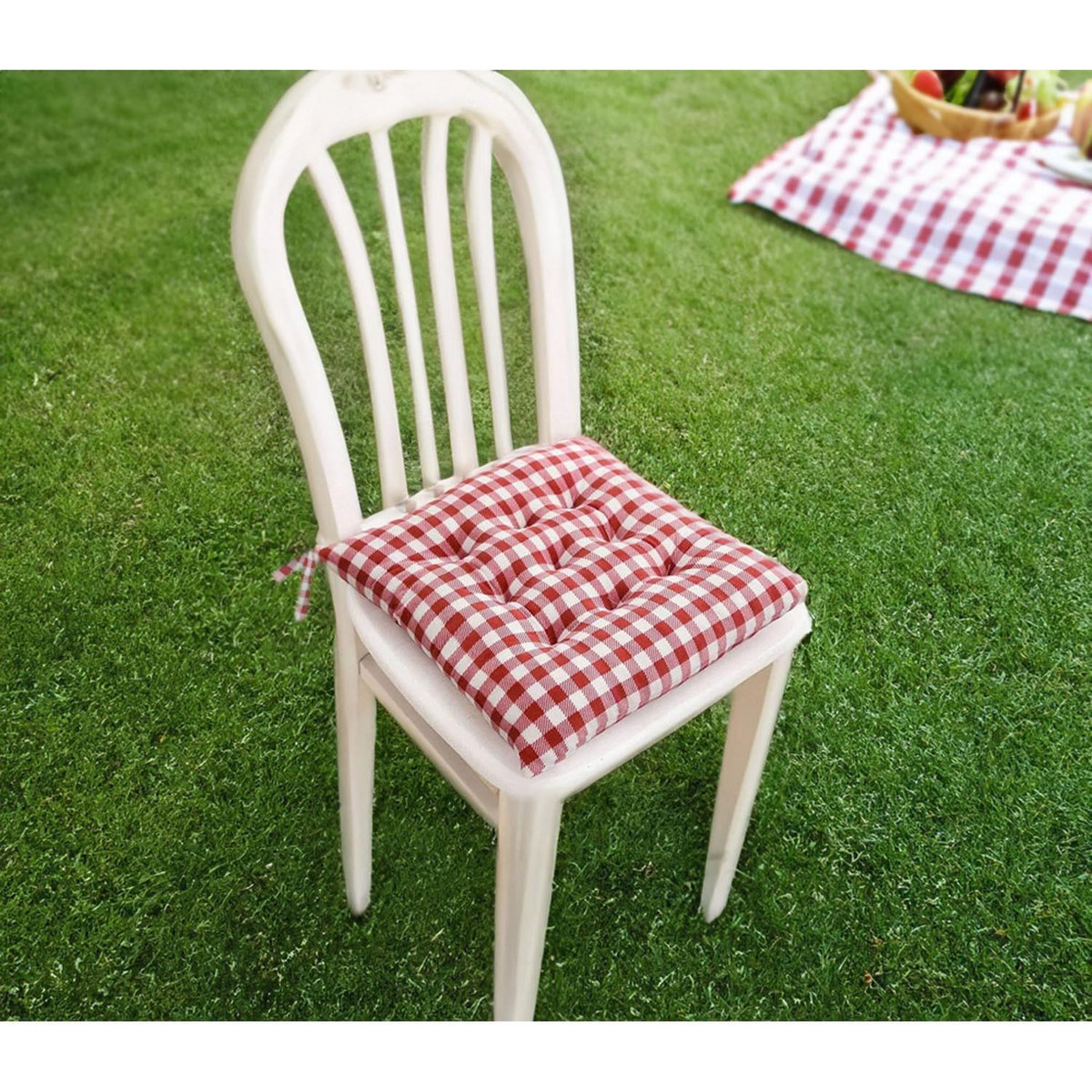 SOLEIL D'OCRE Dessus de chaise capitonné en coton 40x40x5 cm VICHY, par Soleil d'Ocre