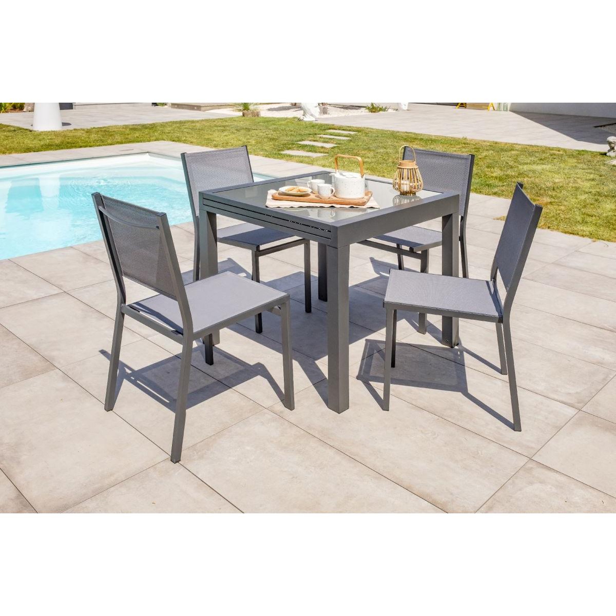 Voir la diapositive 4 : DCB GARDEN Lot de 2 Chaises de Jardin Empilables  Tolede  87cm Gris Anthracite