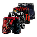 FREEGUN Lot de 4 boxers homme Heavy Rock. Coloris disponibles : Rouge