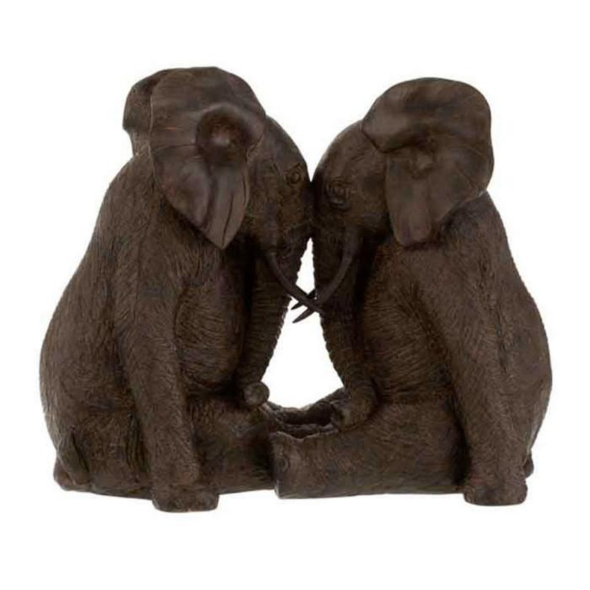 Paris Prix Statuette Déco  Couple d'Éléphants  38cm Marron