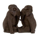 Paris Prix Statuette Déco  Couple d'Éléphants  38cm Marron