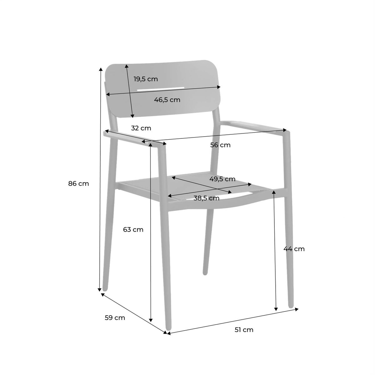 SWEEEK Lot de 4 fauteuils de jardin aluminium et textilène - Fira