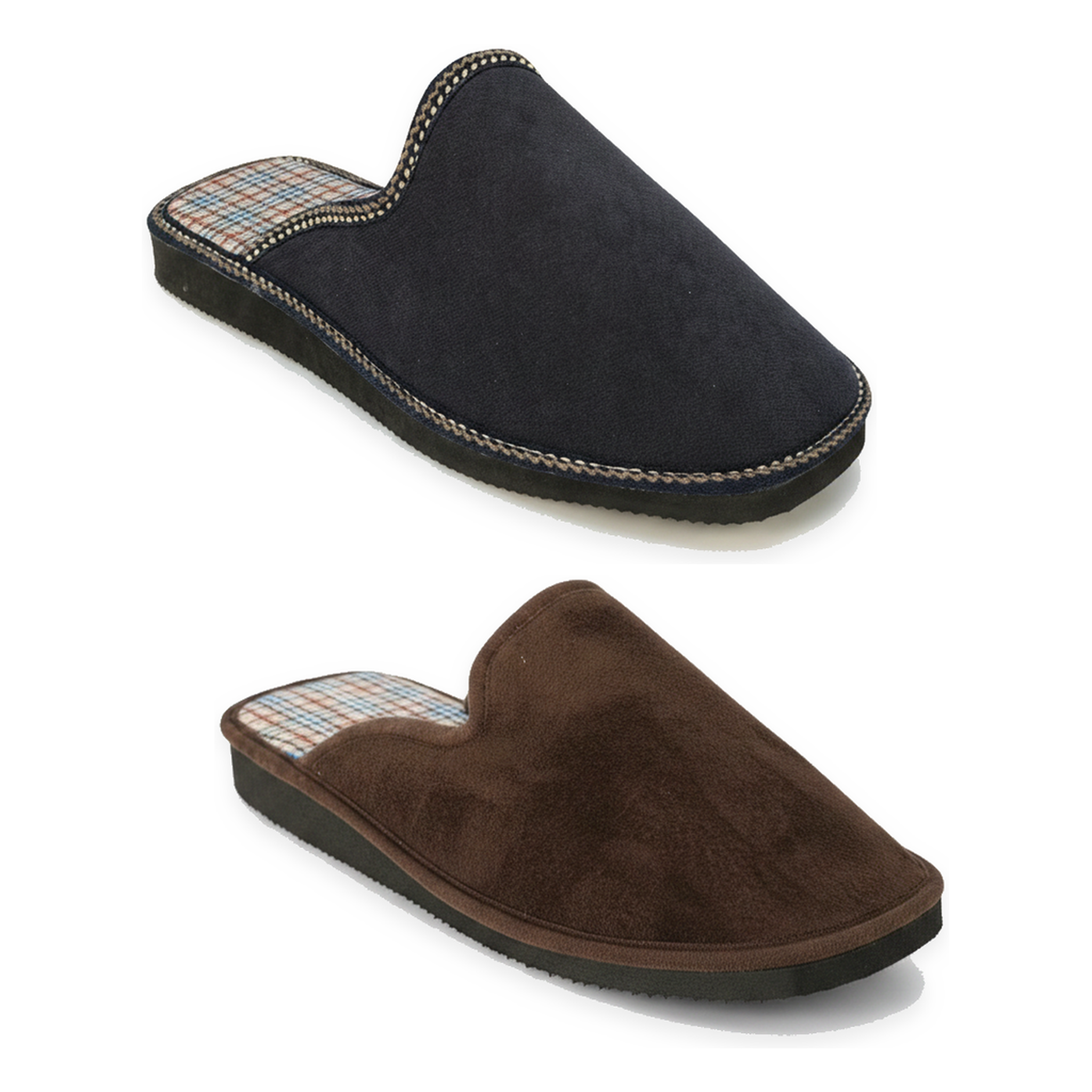 OZABI Ozabi pack de 2 paires pantoufles mules homme fabriquées en espagne. Coloris disponibles : Gris, Bicolore, Marron, Multicolore