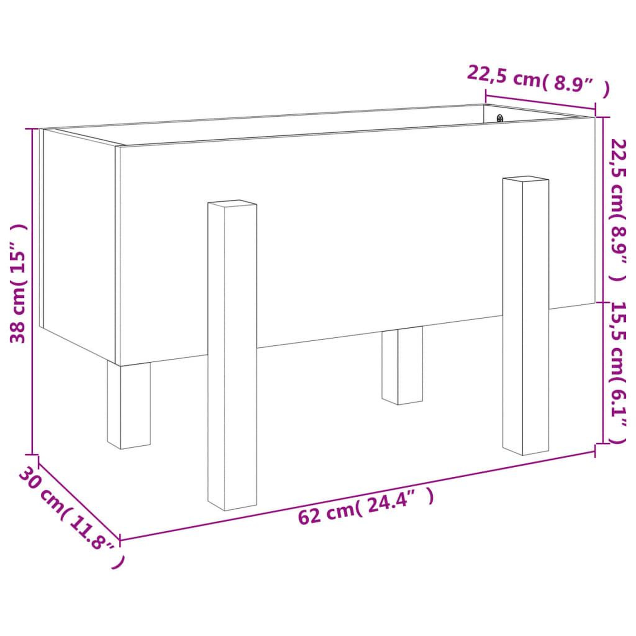 Voir la diapositive 6 : VIDAXL Jardiniere 62x30x38 cm bois massif douglas