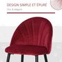 Voir la diapositive 4 : HOMCOM Lot de 2 chaises velours bordeaux pieds métal noir dim. 52L x 54l x 79H cm