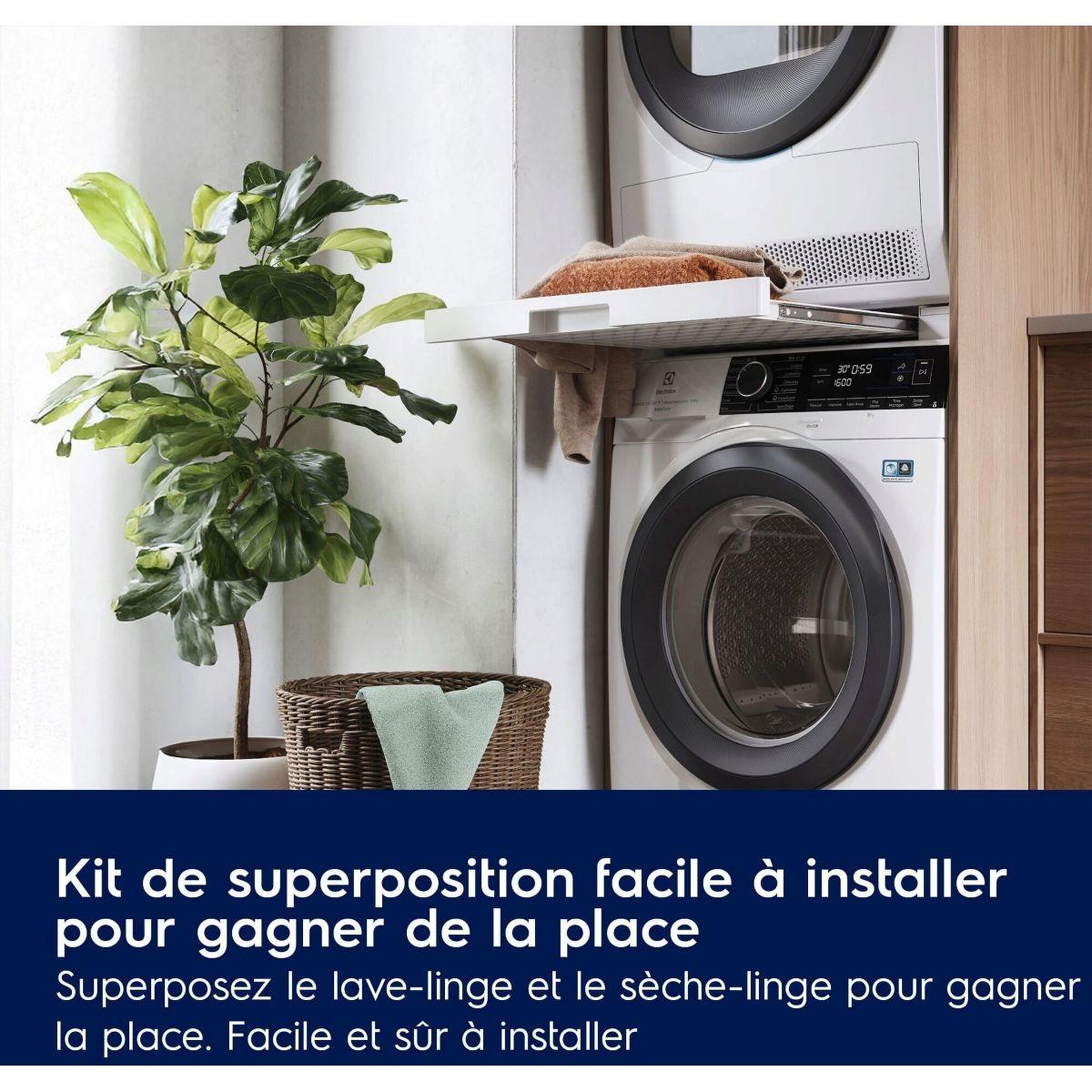 Voir la diapositive 2 : ELECTROLUX Kit de superposition de superposition avec étagère amovible