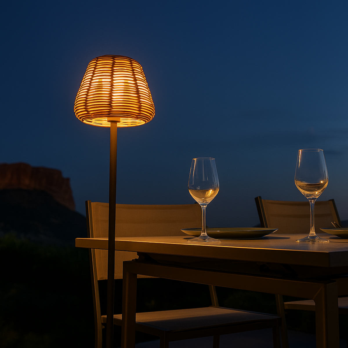 Lumisky Lampadaire nomade BOHEME TALL Beige Poly rotin H120CM