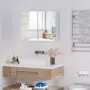 HOMCOM Armoire miroir de salle de bain armoire murale double portes et étagères dim. 80L x 15l x 60H cm MDF blanc